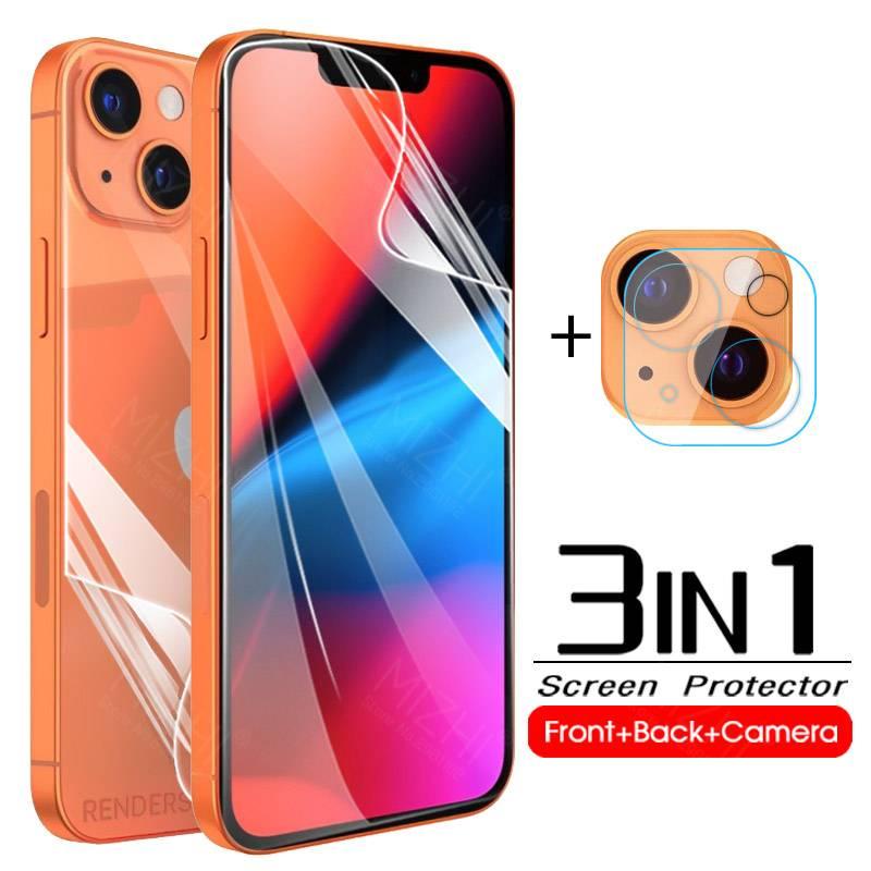 3-in-1 Hydrogel Soft Film For iPhone 11 12 13 Pro Max Mini iPhone13 iPhone13Pro iPhone13ProMax Back Screen Protector Camera Lens Glass