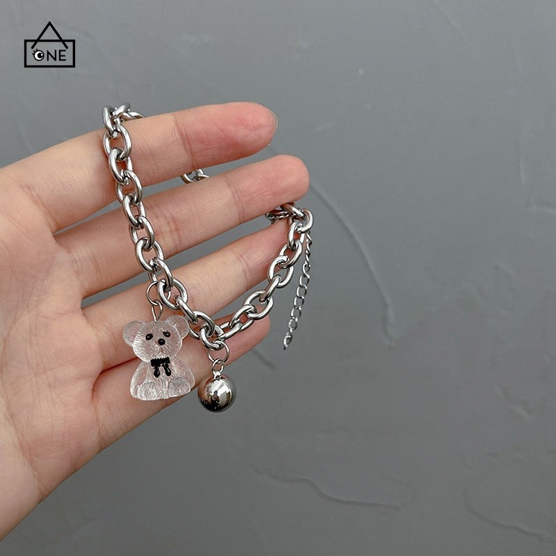 COD❤️Gelang Beruang Transparan Tiga Dimensi Wanita Es Tekstur Transparan Kartun Lucu Aksesoris Sederhana