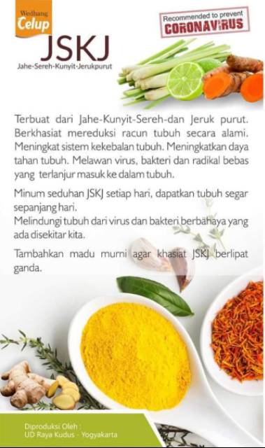 Wedang Celup Herbal Jskj Jahe Sereh Kunyit Jeruk Purut Indonesia