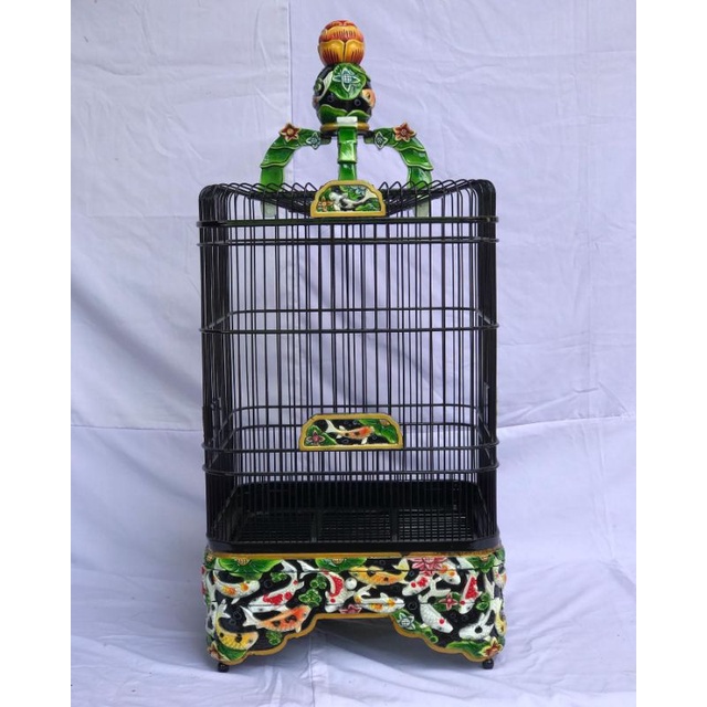 sangkar oval, sangkar murai borneo, sangkar ukir jati