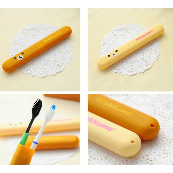 [ RILAKUMA ] Penyimpanan Sikat Gigi Kotak Sikat Gigi Motif rilakuma Tempat Sikat Gigi Portable Travelling Toothbrush Case Rilakuma