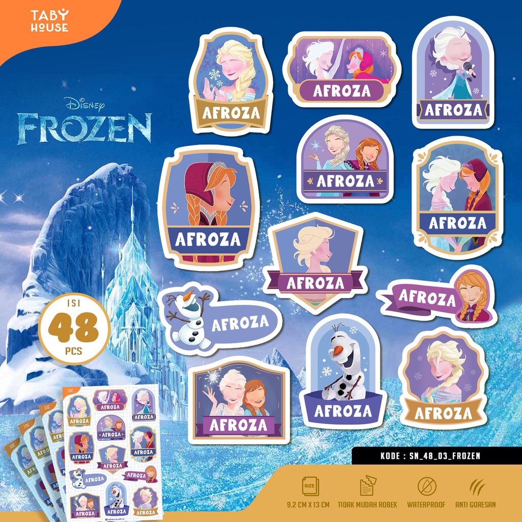 

stiker nama FROZEN isi 48