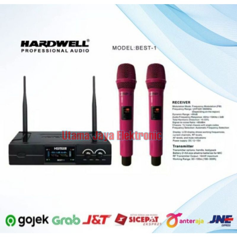 Mic Wireless Hardwell BEST 1 Dual Handle Microphone Mik Original