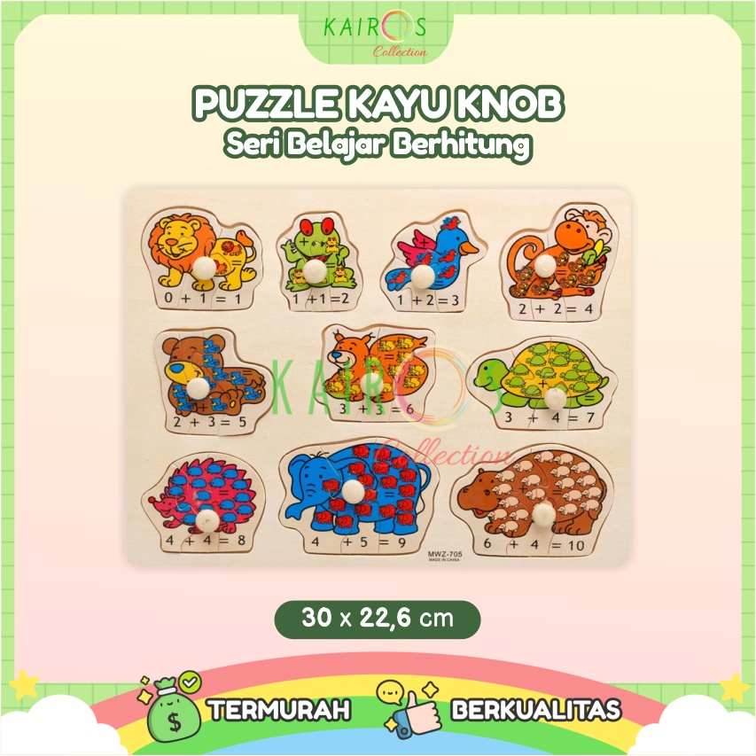 Puzzle Anak Kayu Knob Belajar Matematika