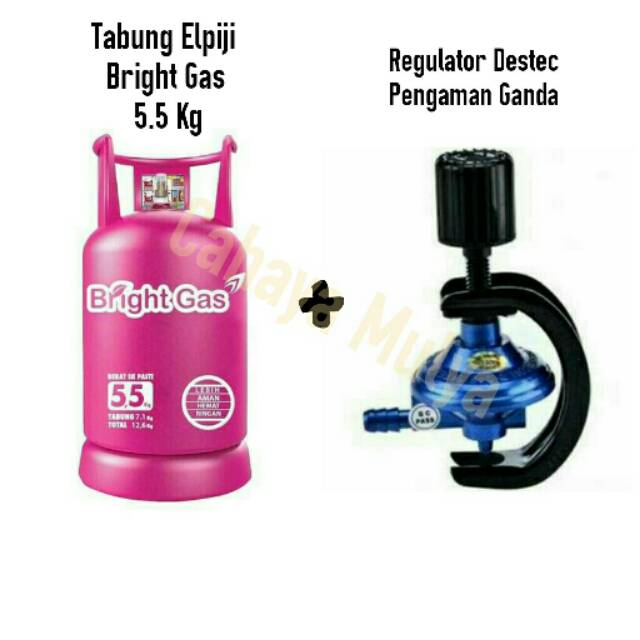 Tabung Gas Elpiji Bright Gas 5.5 Kg + Regulator Dest   ec Non