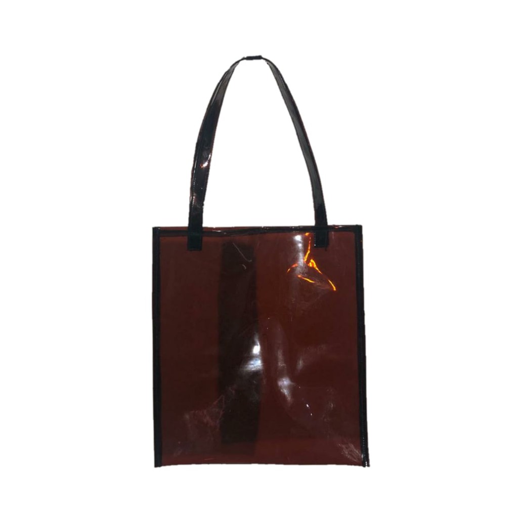 Totebag Mika Transparan Coklat I Totebag Mika Korean