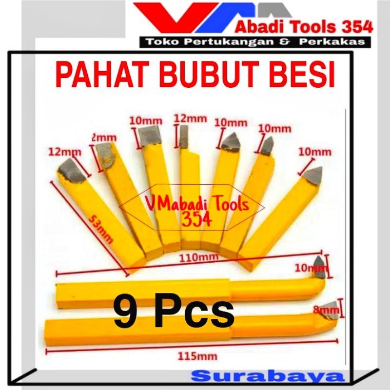 Pahat Bubut Set 9pcs untuk pahat bubut besi