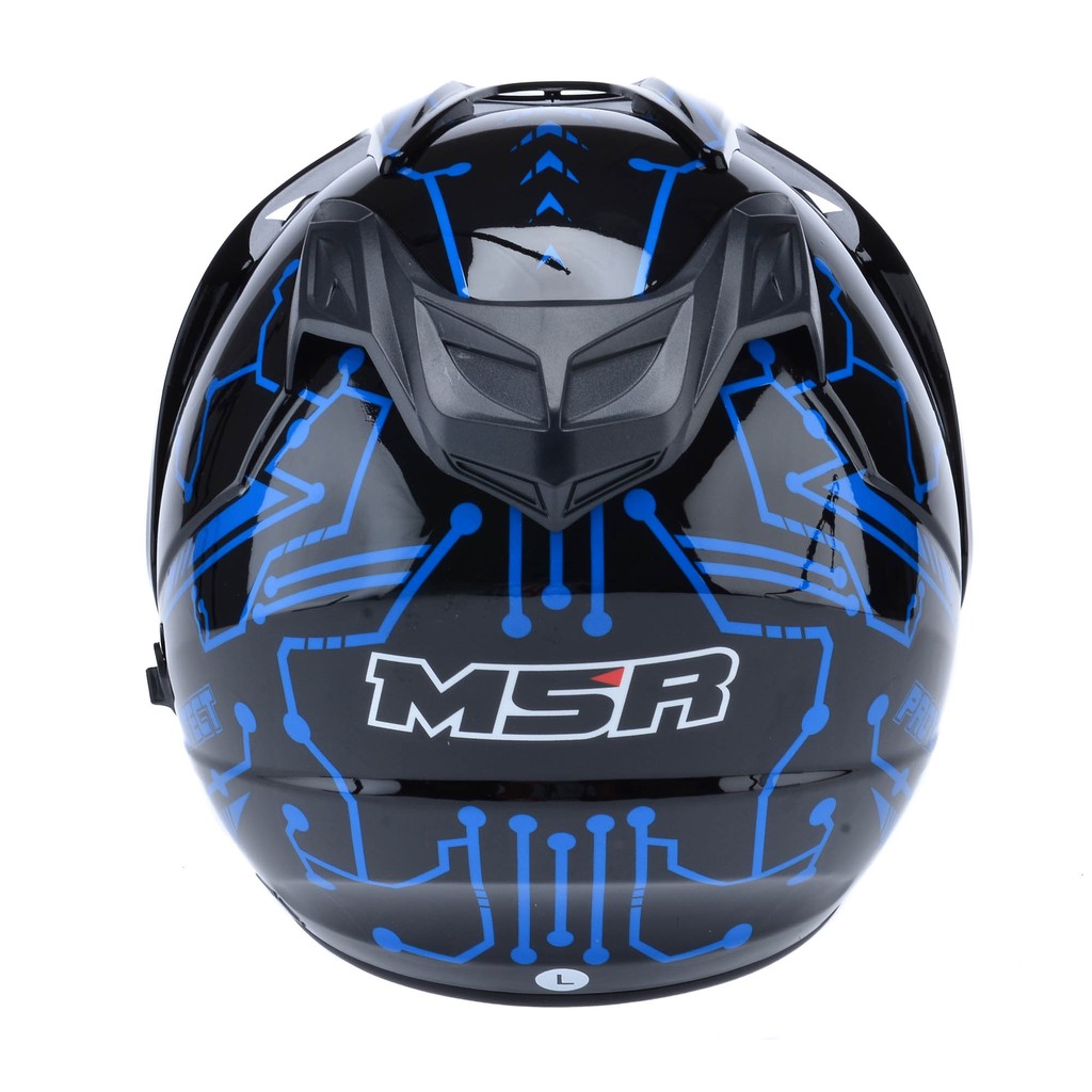 [Helm Dewasa] MSR Helmet Impressive - Protect - Hitam Biru + Promo Gratis Jaring Helm