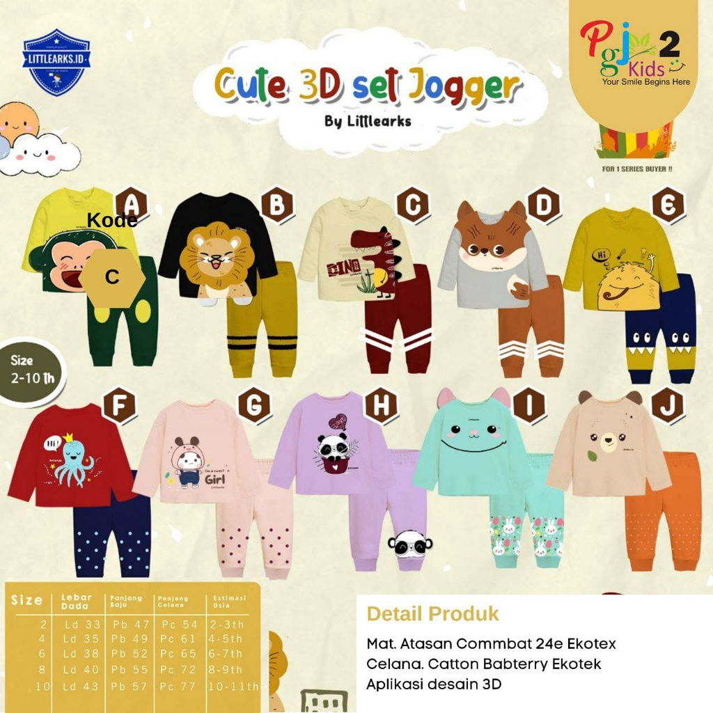 COD Setelan Kaos Lengan Panjang Dan Celana Joger Desain 3D Anak Unisex_Kiddos Kids