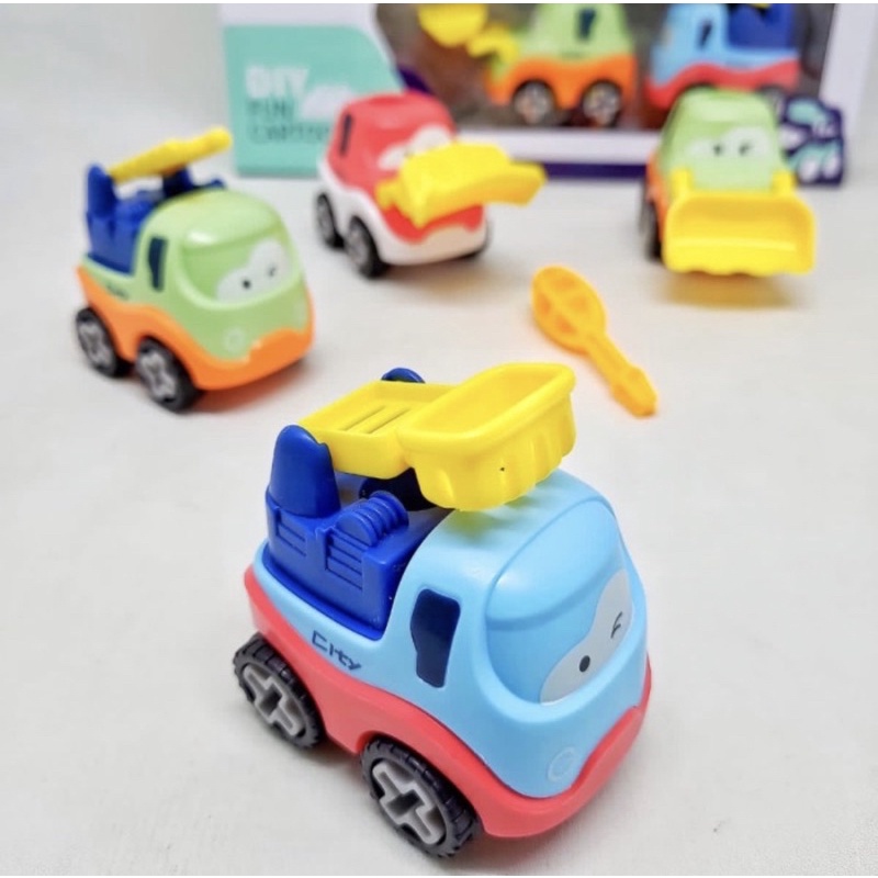 Mainan DIY Truck Assemble Fun Cartoon Car 4 Pcs Model