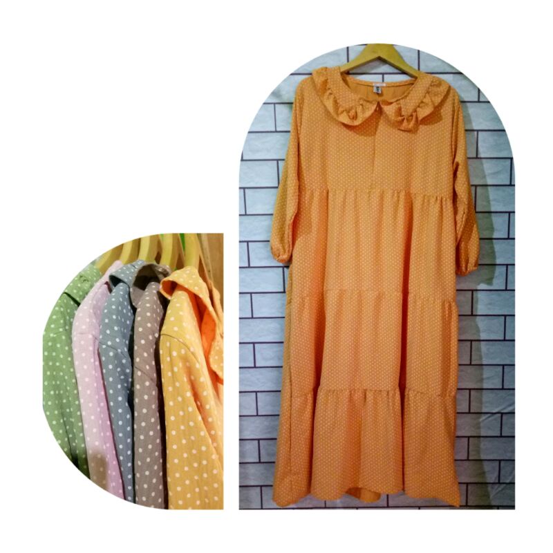 midi dres polka crinkle