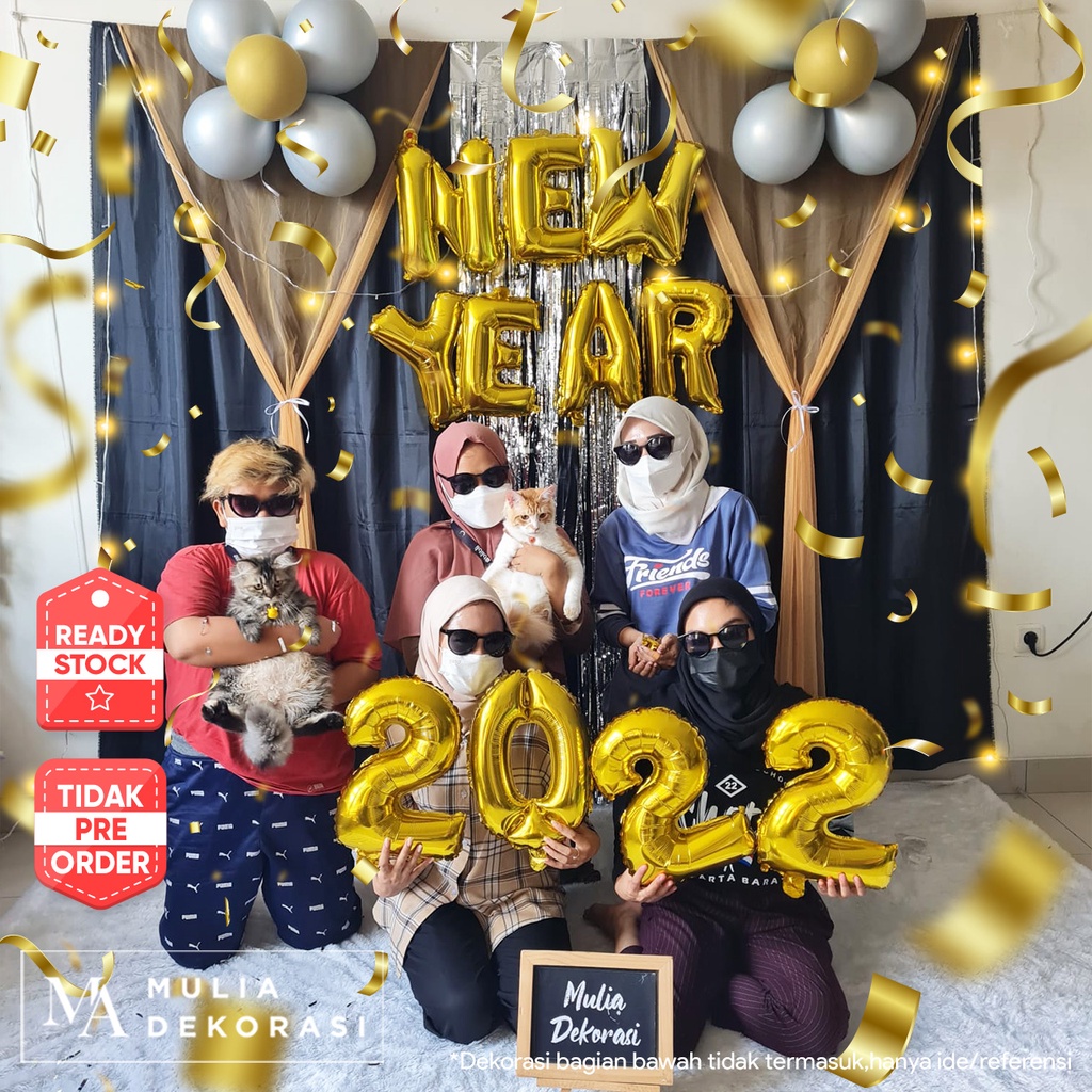 Dekorasi New Year Tahun Baru Backdrop PhotoBooth DIY Paket Mulia New Year