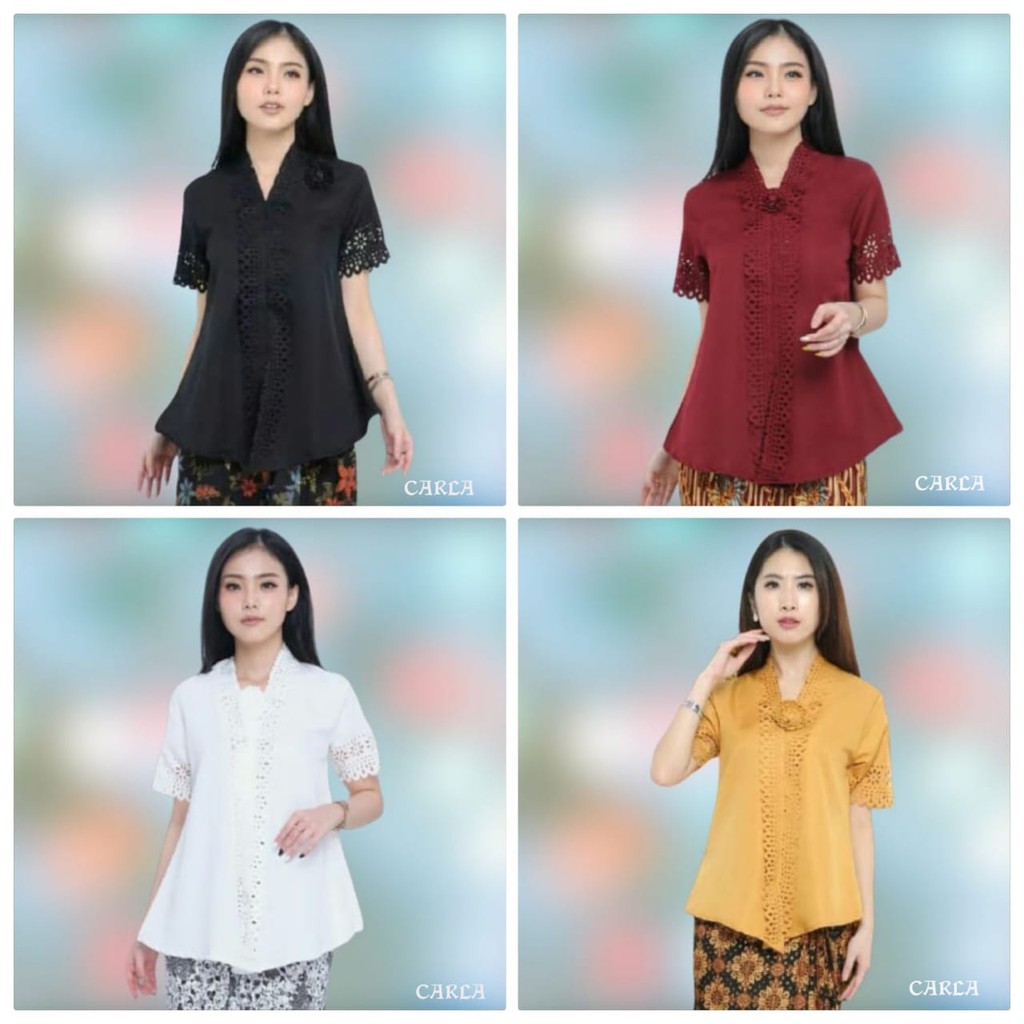 Promo Kebaya Encim Modern Laser Carca Lengan Pendek Cut Good Qualiti