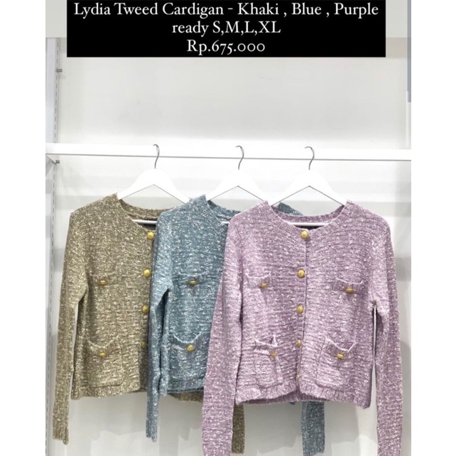 Lydia Tweed Cardigan Benang Jarum