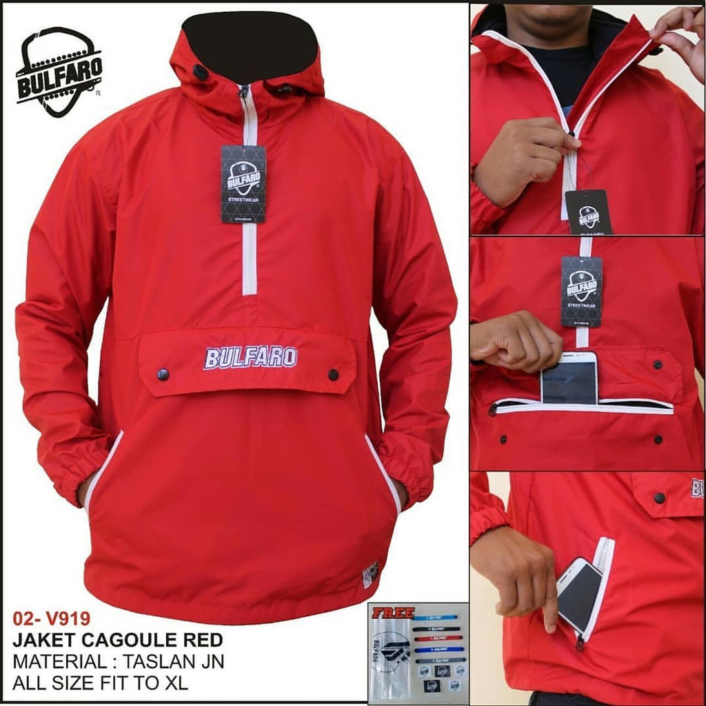 Promo Jaket Cagoule Pria Waterproof BULFARO Original / Jaket Hoodie Windbreaker / jaket doraemon