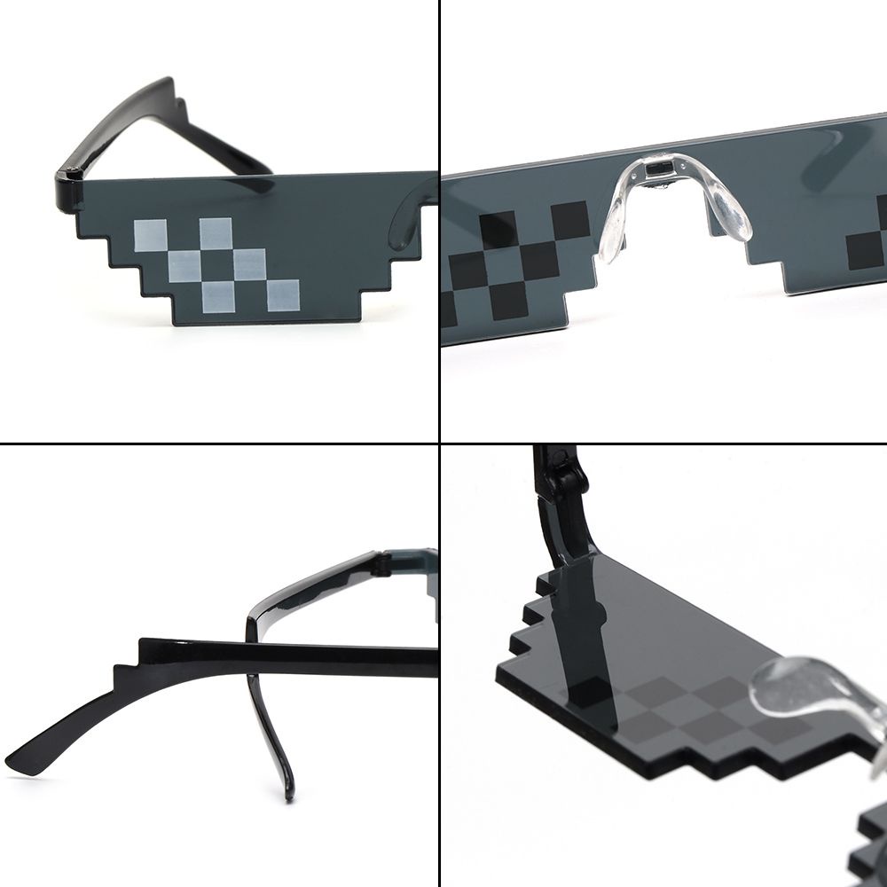 ROW Retro Thug Life Sunglasses Gift Favors Pixel Mosaic Sunglasses Birthday/Party Fashion Men &amp; Women Cosplay Gamer Robot Sunglasses