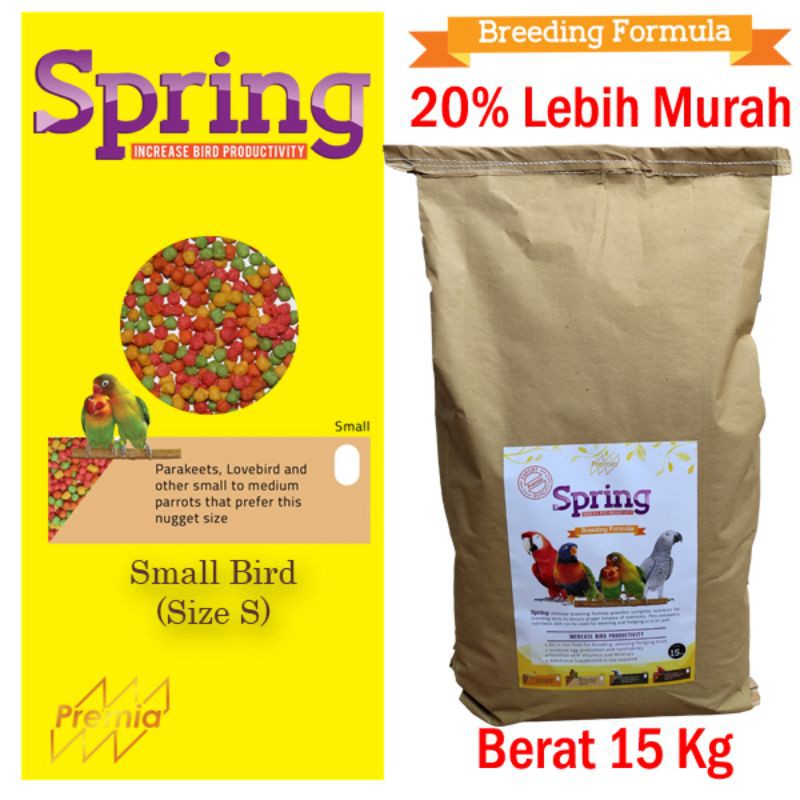 

Premia Spring S 15kg pakan burung breeding premium (Lovebird)
