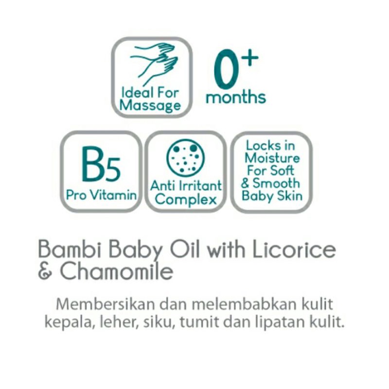 Bambi baby oil 100ml/baby oil licorice,chamomile 100ml