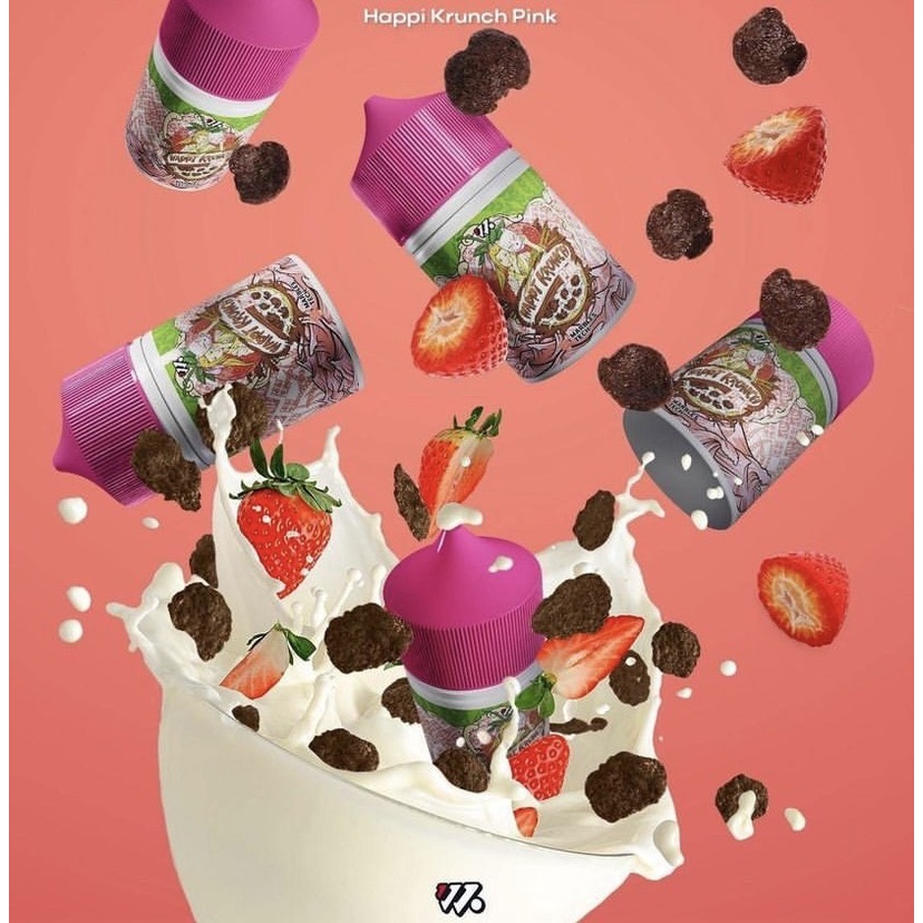 HAPPI KRUNCH V3 PINK STRAWBERRY MILK CEREAL FREEBASE LIQUID AUTHENTIC