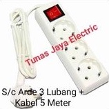 Stop Kontak Arde 3 Lubang Saklar + Kabel Tembaga 5 Meter SNI
