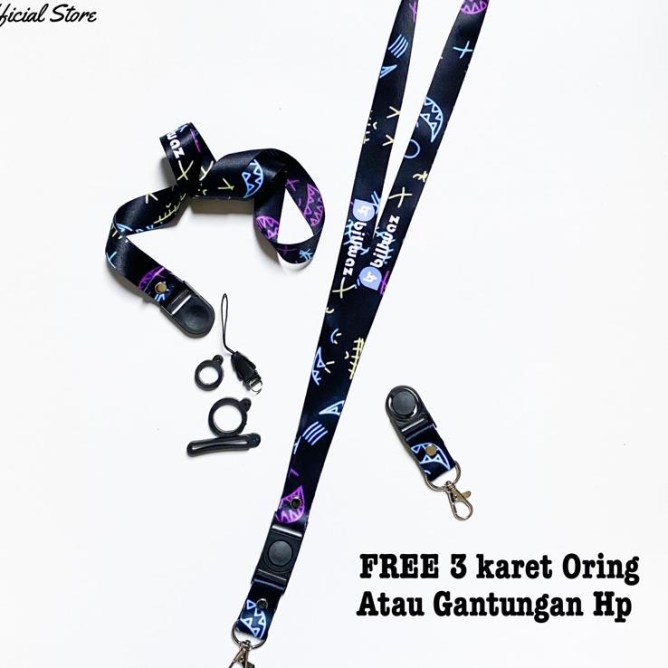 

Oke Price.. Lanyard Billwaz gantungan id card Motif neon Printing Oring 3 ukuran