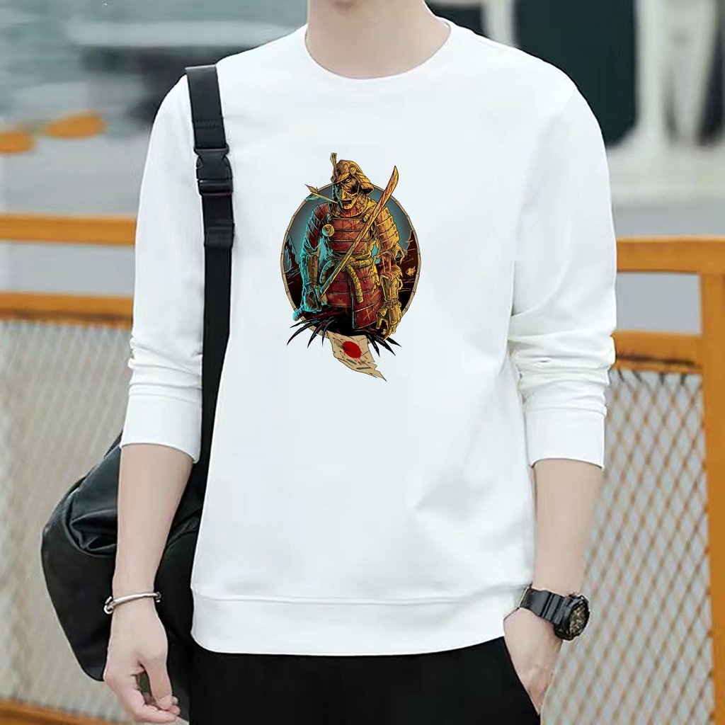 Baju Pria Lengan Panjang Sweater, Motif Samurai Jepang, Kaos Lengan Panjang, Sweater Baju Pria Wanit