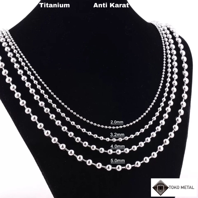 KALUNG BAJA TITANIUM RANTAI BIJI LADA ANTI KARAT SILVER PRIA &amp; WANITA 75 CM [TOKO METAL]