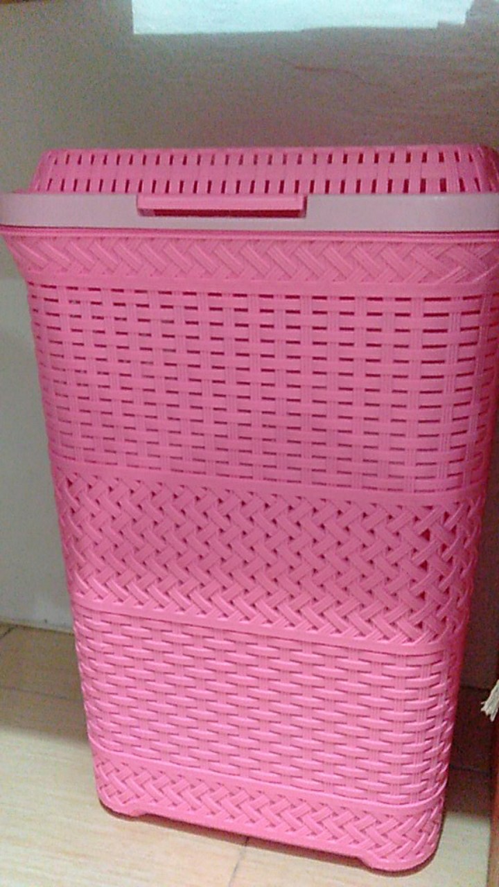 Keranjang Baju / Laundry Basket / Tempat Penyimpanan Baju Kotor Gr Pink Genki Market