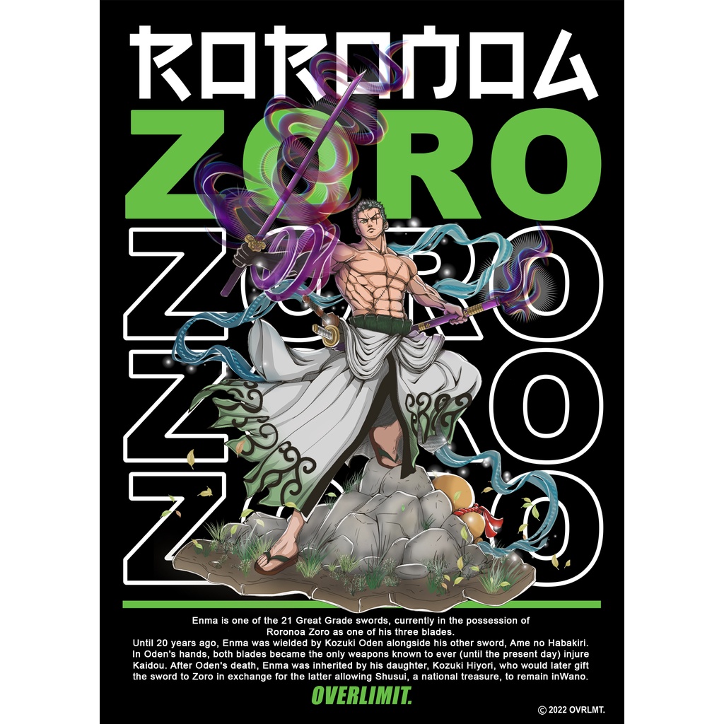 OVERLIMIT ZORO T-SHIRT OVERSIZE | KAOS OVERSIZE | RORONOA ZORO | ENMA | WANO | ONEPIECE