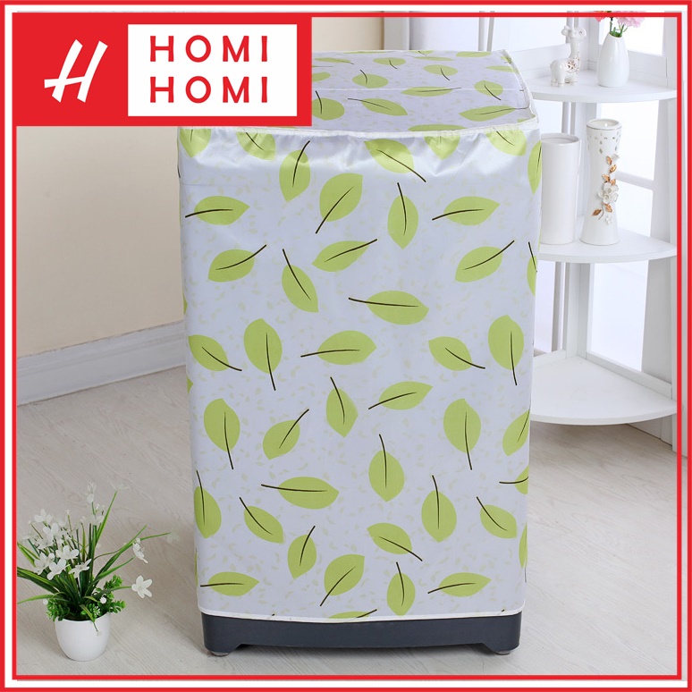 HomiHomi Cover Mesin Cuci Penutup Plastik Peva WMC004 Motif Daun