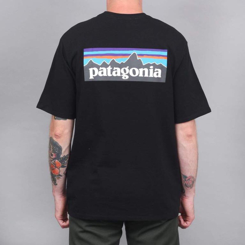 Kaos Patagonia Outdoor P6 Responsibili Logo - Black