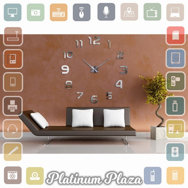 Taffware Jam Dinding Besar DIY Giant Wall Clock Quartz Creative Design 80-130cm - DIY`E4RVSZ-- Black