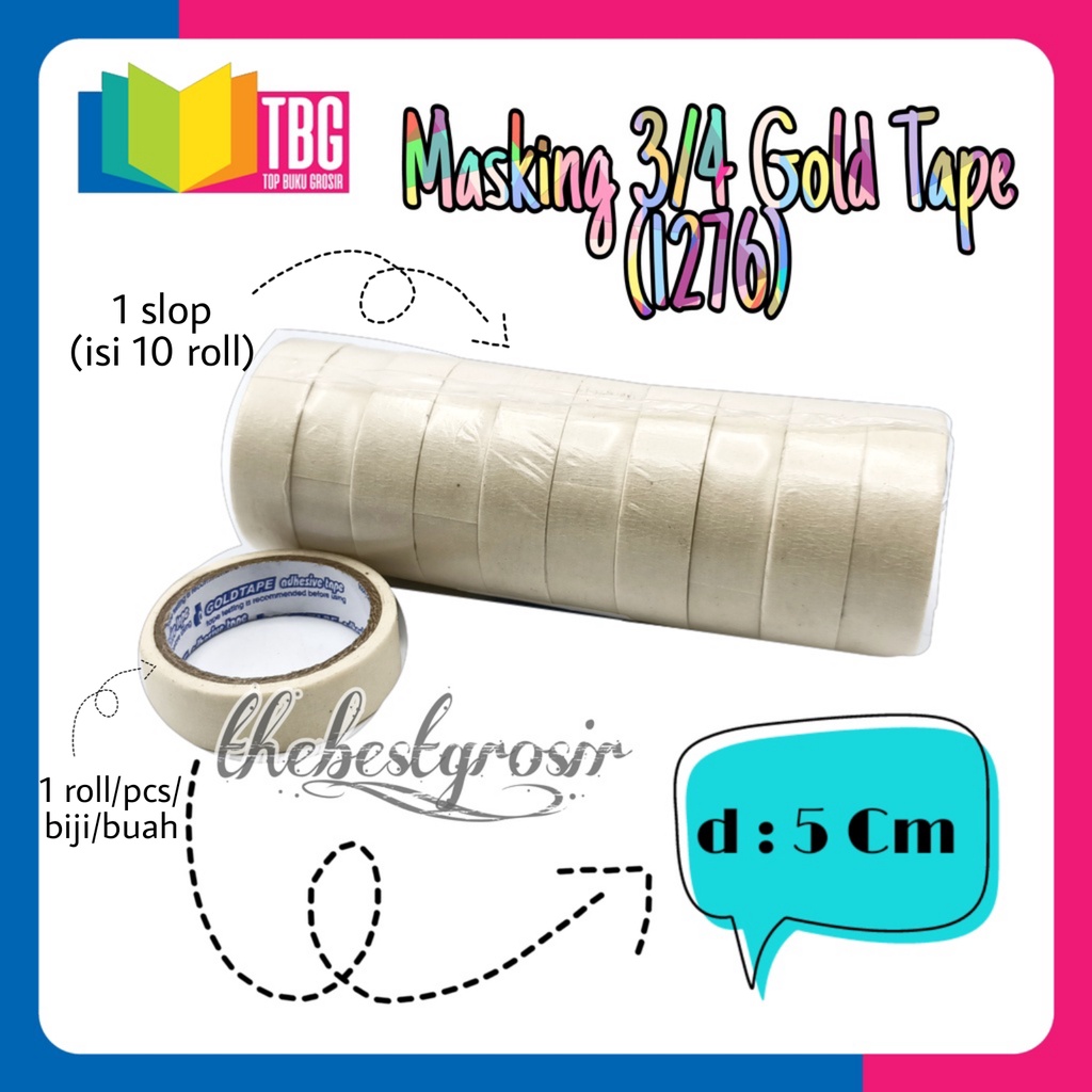 

1 PCS MASKING / ISOLASI KERTAS 3/4 GOLD TAPE/ ISOLASI MASKING/ GOLD TAPE (R-1276)