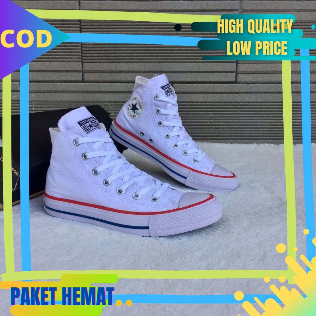 Sepatu CONVERSE ALL STAR CLASSIC HIGH PUTIH POLOS Pria Wanita