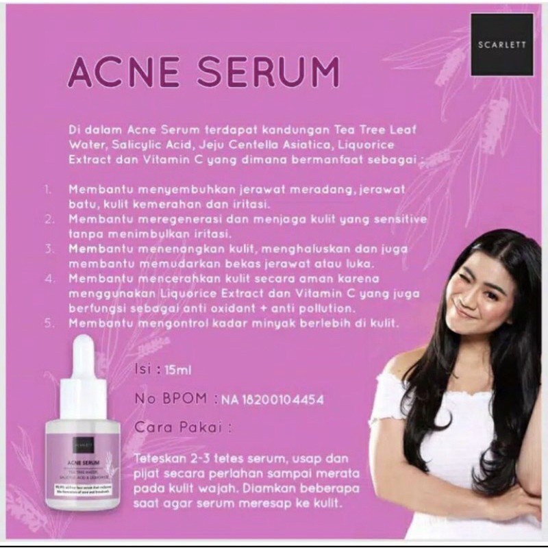 [GARANSI ORIGINAL 100% BPOM] SCARLET WHITHENING SERUM ACNE | BRIGHTLY EVER| SCARLETT WHITENING