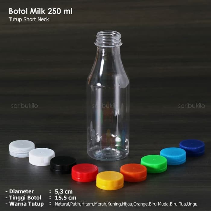 Botol Plastik 250 ml Milk / Botol Pir Milk 250 ml - Tutup Short Neck