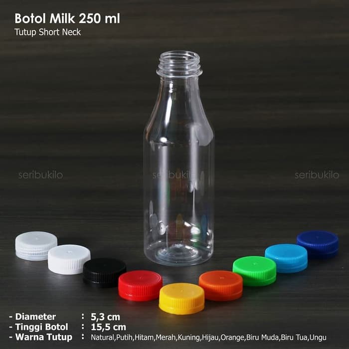 Botol Plastik 250 ml Milk / Botol Pir Milk 250 ml - Tutup Short Neck