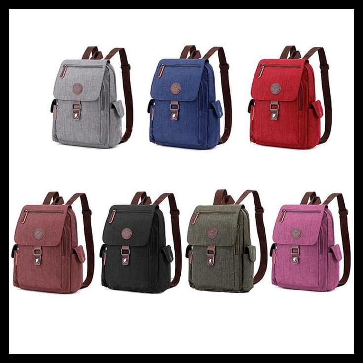 NEW STOCK BACKPACK TAS WANITA TAS IPAD  TAS KANVAS TRZ06  BAGUS - HIJAU TUA STOCK