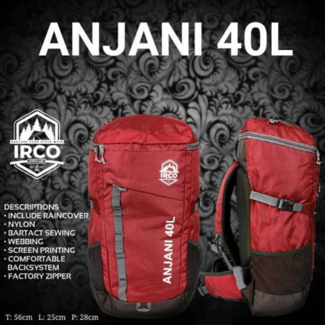 CARRIER IRCO ANJANI 40L - TAS GUNUNG - TAS RANSEL - TAS PUNGGUNG - TAS TRAVELING - TAS HIKING
