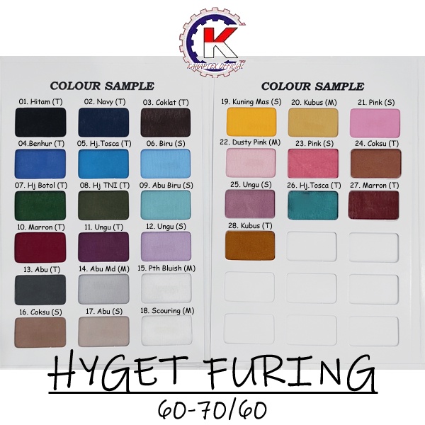 [KAHAPTEX] Bahan Kain Hyget Furing 60-70/60 - Roll
