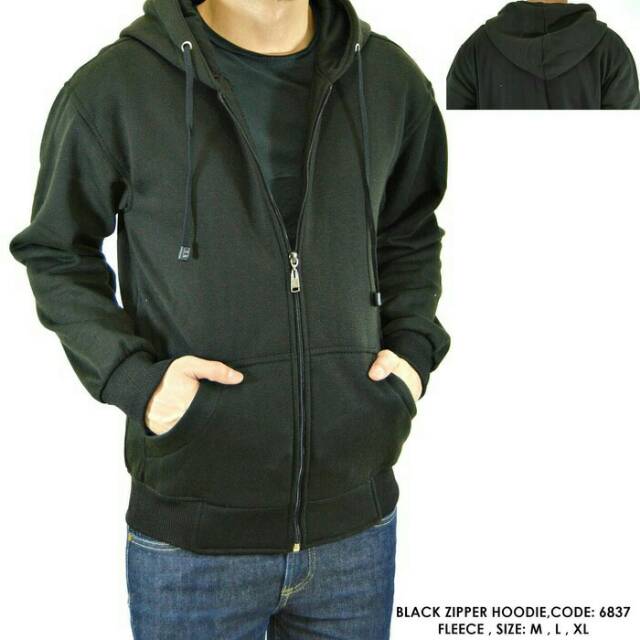 Jaket Distro Hoodie zipper Resleting polos Hitam - jaket hitam
