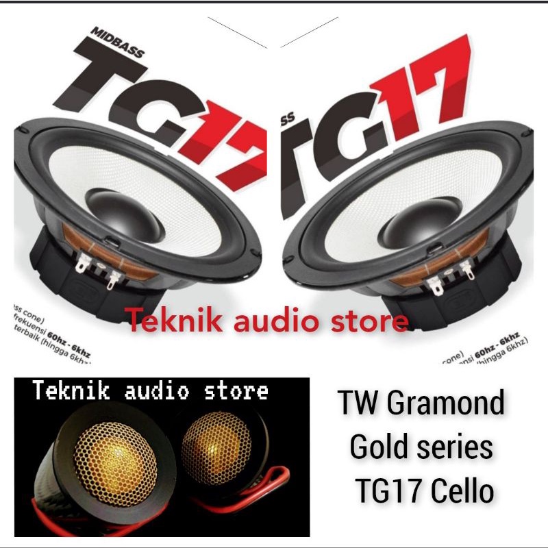Paket Speaker Midbass Cello TG17-Tweeter Gramond Metal Dome Gold Series 40mm