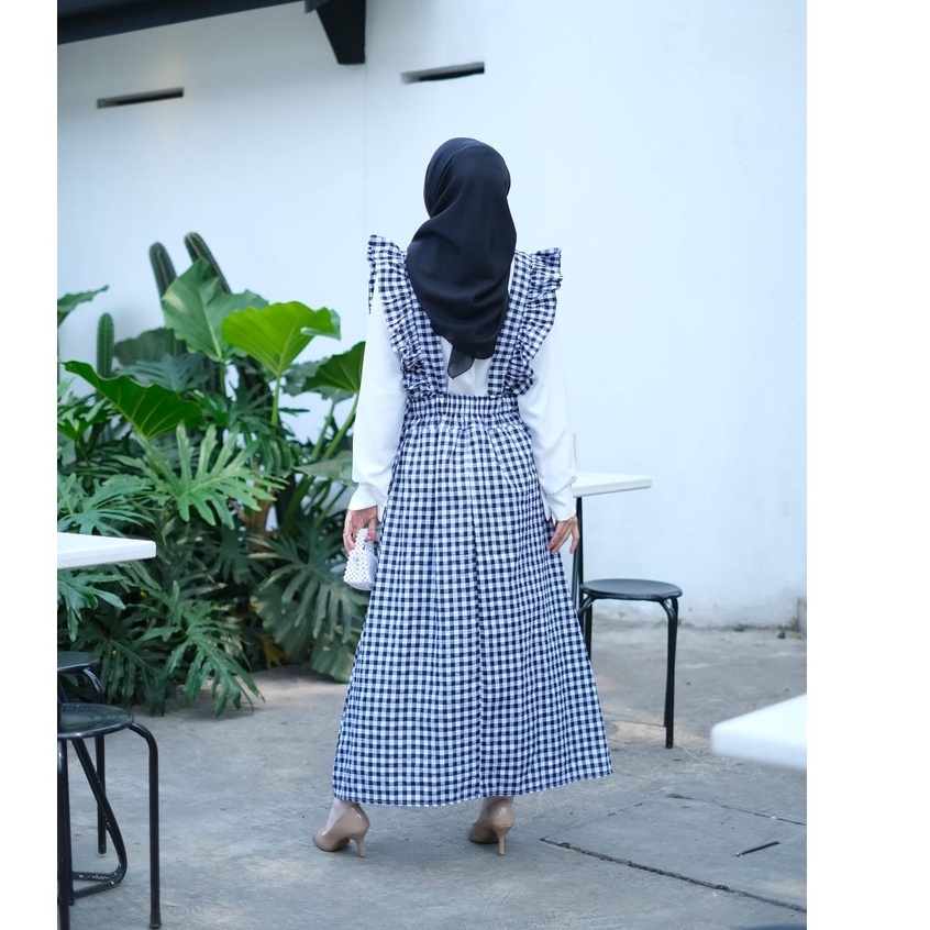 COD - Diana Set 2in1 Shirt + Plaid Dress Fit L Baju Setelan Wanita Remaja Korean Style Muslim Premium Kekinian PREMIUM BY ALFAZZA