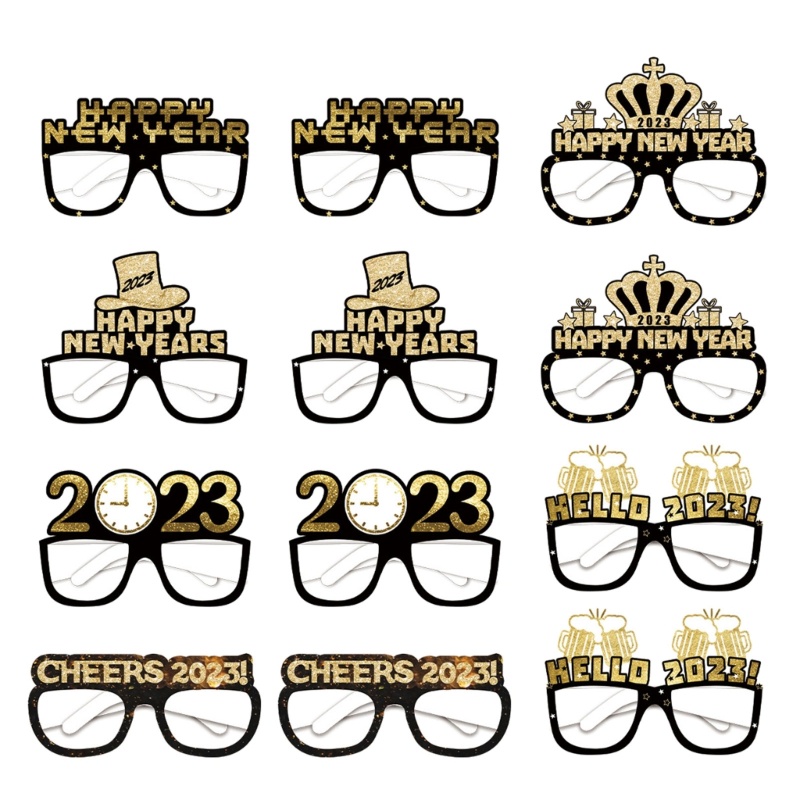 Zzz 6 / 12pcs / Set Kacamata Kertas Tahun Baru 2023 Untuk Dekorasi Pesta Ulang Tahun / Pernikahan