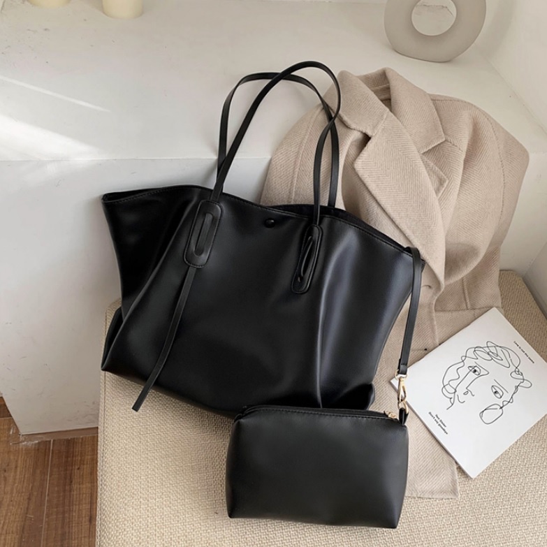 JK 882 TAS TOTE BAG KERJA JALAN WANITA KULIT POLOS SET 2 IN 1 IMPORT Y3733  C8718 T987 E6591 P9042