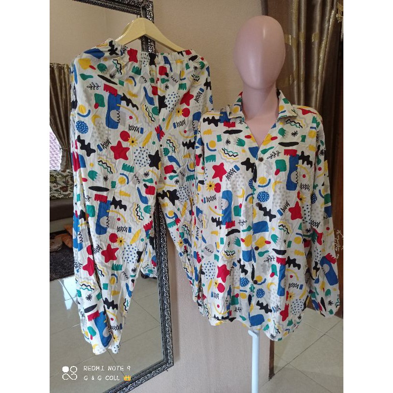 One set tie dye/ setcel kemeja rayon/setcel viral