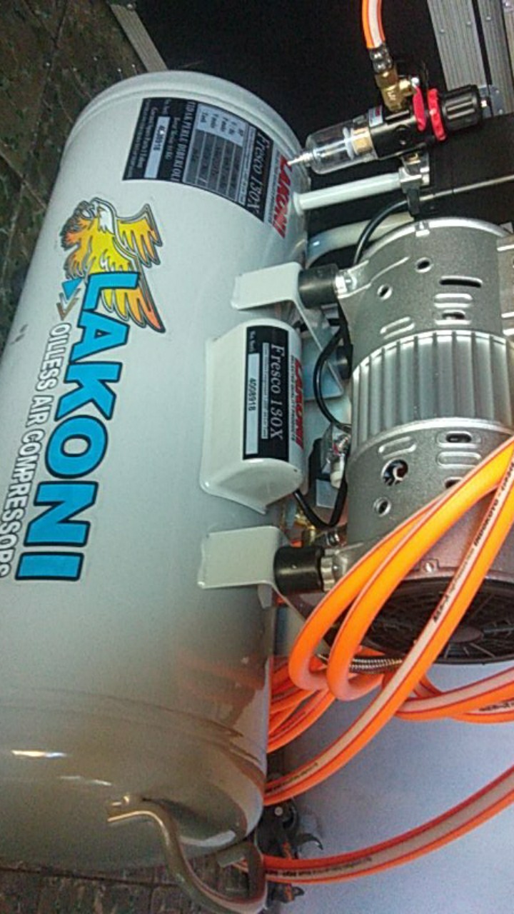 Kompresor Lakoni Fresco 130x Oilless +spraygun F75+selang 10metera