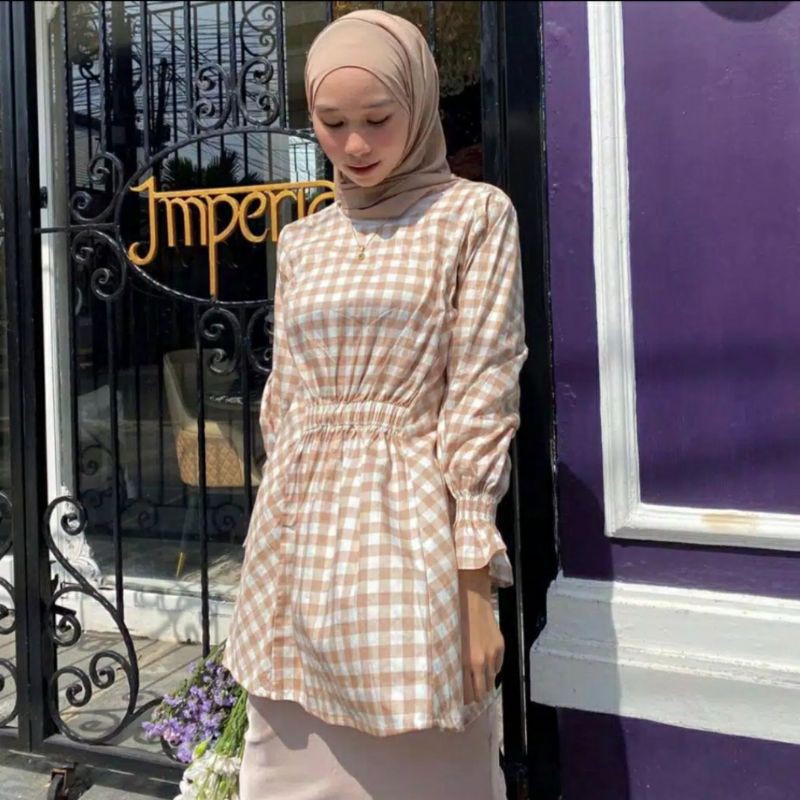 april brown blouse by vanilla hijab