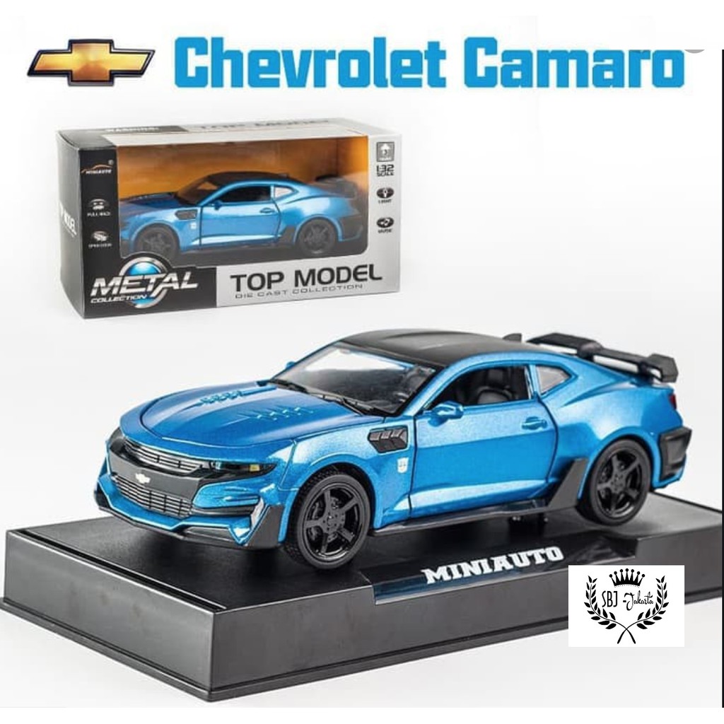 Diecast Mobil Miniauto Chevrolet Camaro Transformer 1:32 Original Top Model Metal Collection