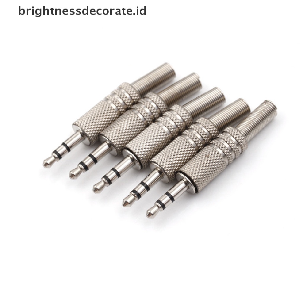 5 Pcs Konektor Solder Plug Male Audio Jack Headphone 3.5mm 3 Tiang